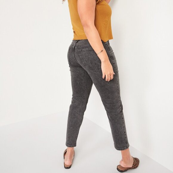 Old Navy High-Waisted O.G. Straight Ankle Gray Button-Fly Jeans for Women Maeve - Picture 1 of 7